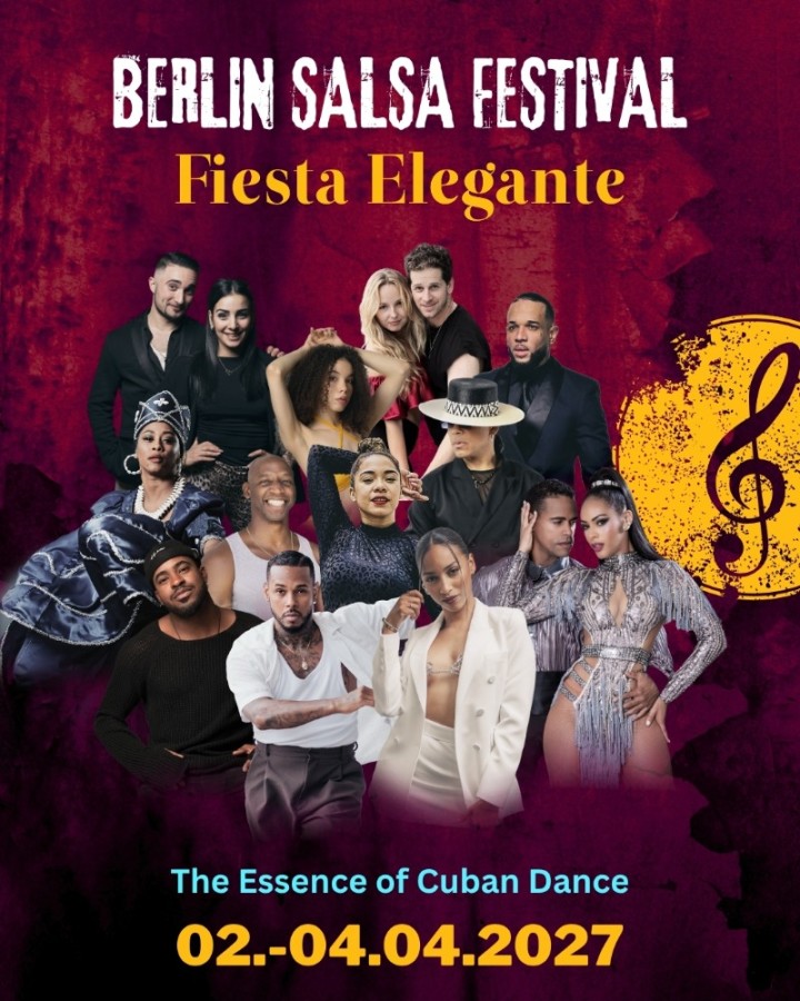Official poster for Berlin Salsa Festival "Fiesta Elegante" 2027, Berlin, Germany