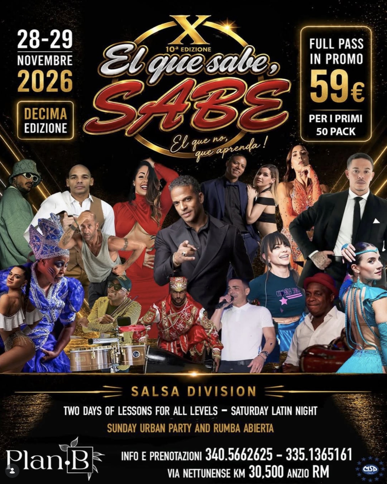 Official poster for EL QUE SABE, SABE 2026, Anzio, Italy