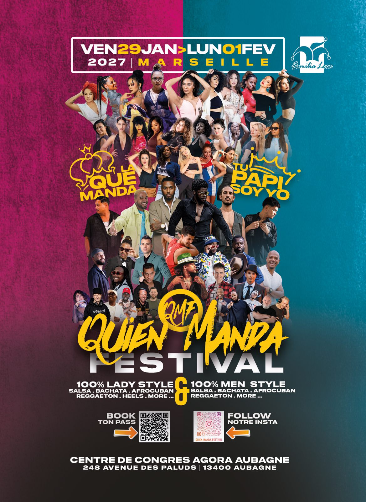Official poster for Quien Manda Festival 2027, Aubagne, France